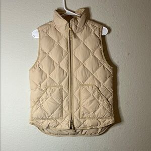 J. Crew Tan Quilted Vest with Stand-Up Collar. ZIZE S